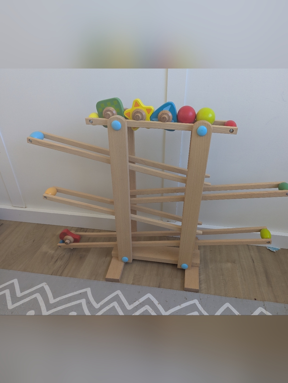 Fat Brain Toys Roll 'n Go Wooden Marble Run Track Wooden Learning Baby